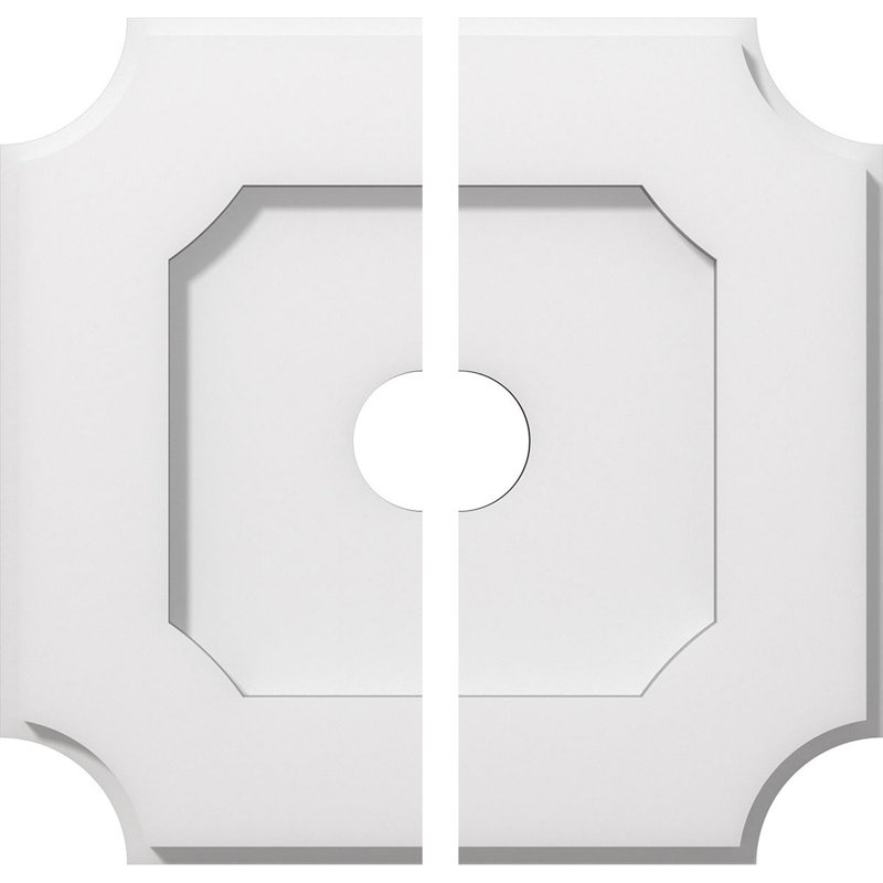 Médaillon de plafond contemporain en PVC de qualité architecturale Locke, deux pièces, H 1 po x l 12 po x P 12 po