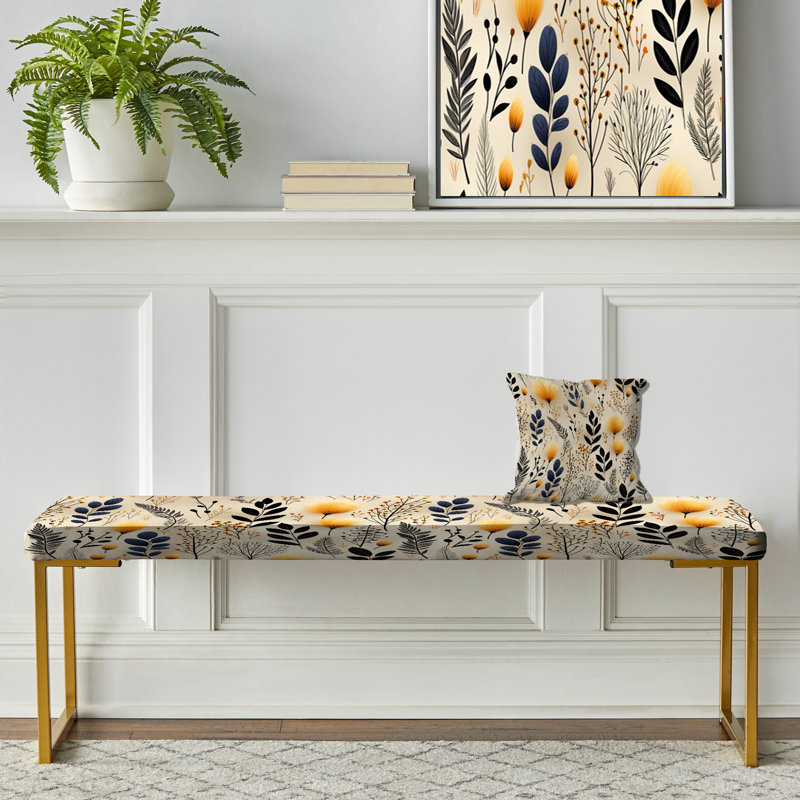 Banc rembourré or, Minimalist Beige Garden Floral Dreams