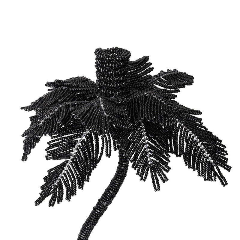 Desert Palm Tree Candlestick, 15" H x 9" W x 9" D, Black