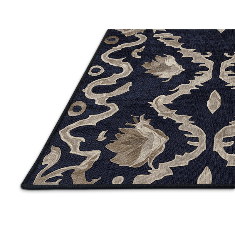 Machine Washable Gray Area Rug, Round 6'