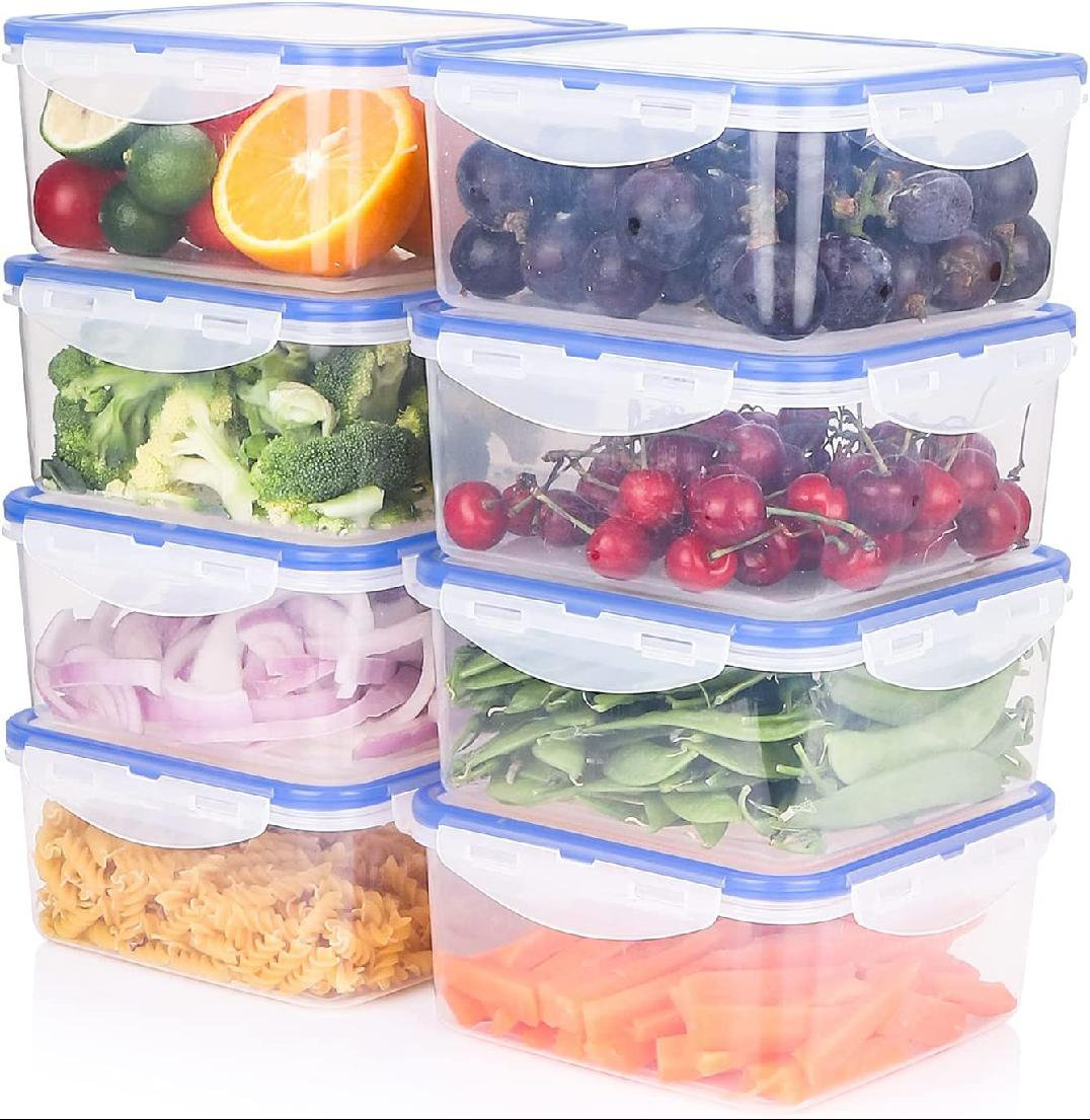 Prep & Savour Cassy One-Handed Airtight Plastic 8 Container Food Storage  Set