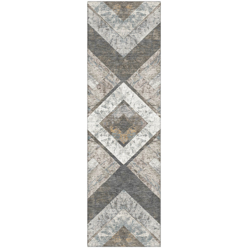Premium Machine Washable Millbrook AMF1955 Geometric Rug, Runner 2'3" x 7'6"