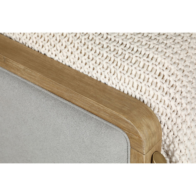 Upholstered Panel Bed, Sand, Queen