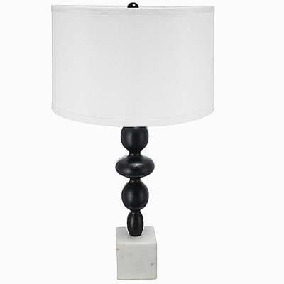 D15x29,5 "Lampe de table noire et blanche avec corps rond à quatre niveaux (assemblage de l'abat-jour requis)
