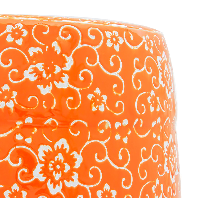 Maxima Ceramic Accent Stool, Orange