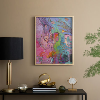«My Pink House», reproduction encadrée - bois massif