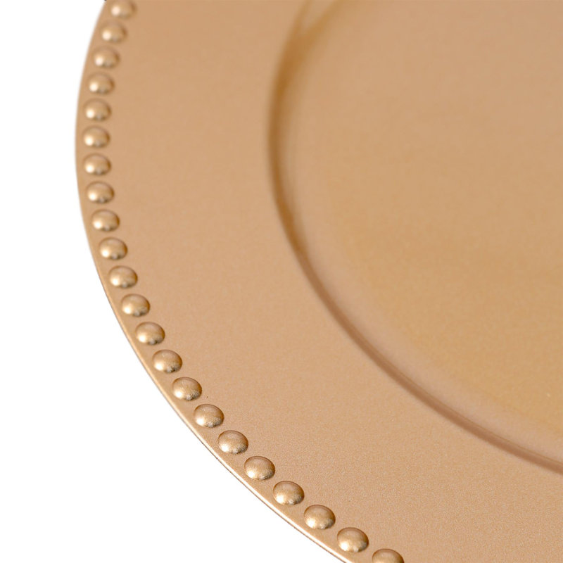Argon Tableware - Beaded Melamine Charger Plates - Set of 6, Gold