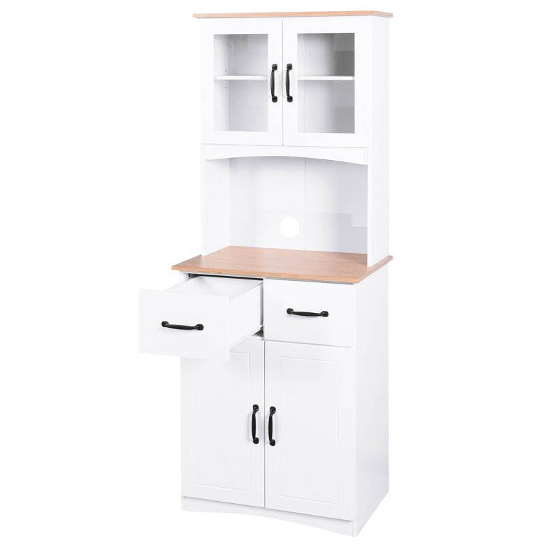 Armoire de cuisine en bois polyvalente avec beaucoup de rangement et tablettes réglables pour les espaces de cuisine organisés.