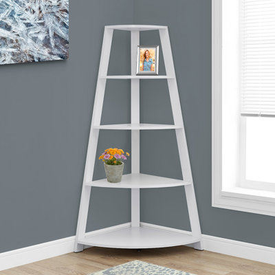 Bibliothèque, bibliothèque, étagère, d'angle, 4 niveaux, H 60 po, bureau, chambre à coucher, contemporain, moderne