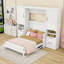 Lit escamotable double en bois avec quatre tiroirs, tablettes et placard-417423759