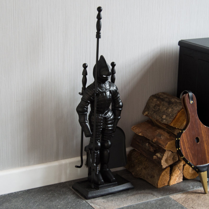 Vida Knight Soldier Iron Fireplace Tool Set