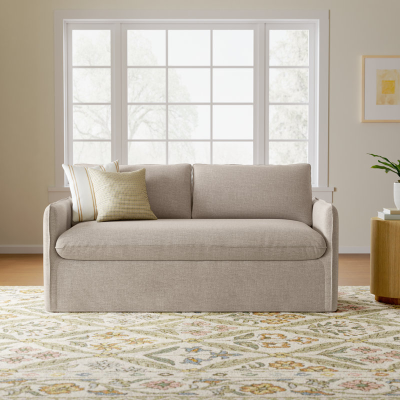 Bellatrix 72'' Slipcovered Loveseat, Conversation Ivory Basketweave