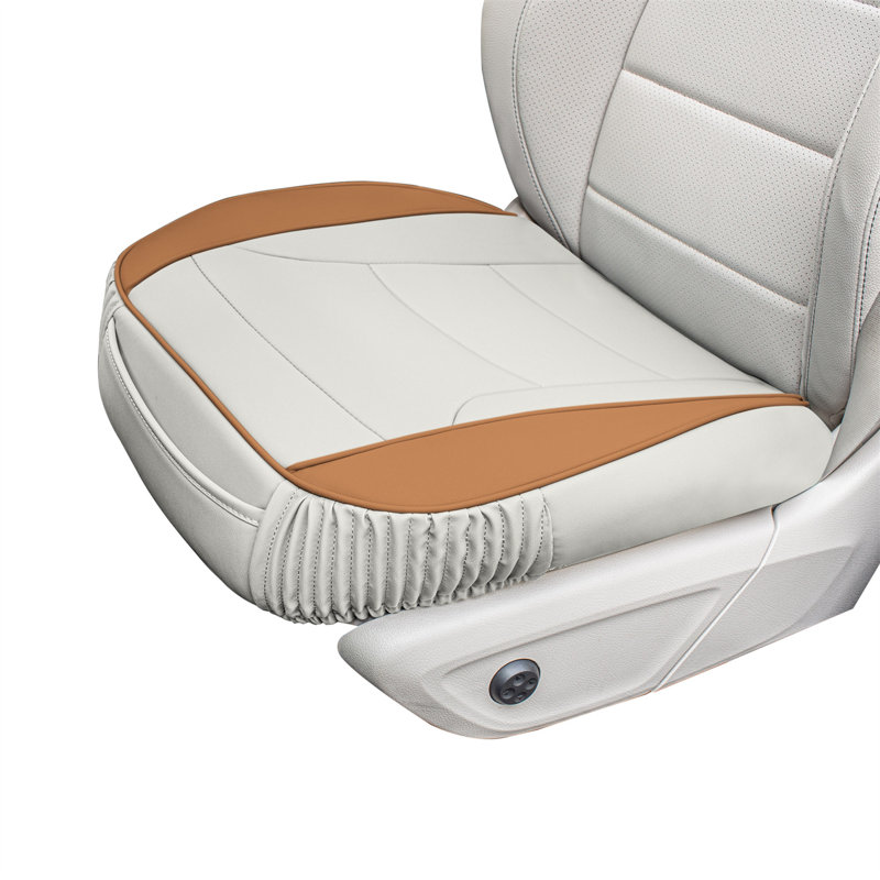 Ensemble de coussins de siège en similicuir de luxe Ultra Comfort, coussin inférieur seulement, Brun clair / beige