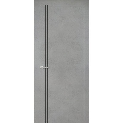 Porte intérieure moderne en bois pré-montée avec quincaillerie Planum 0016, cadre en béton à panneau unique, portes robustes pour salle de bain et chambre à coucher - 42 po x 96 po
