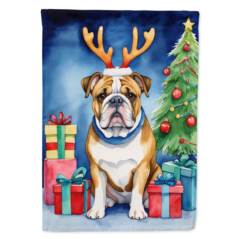 Drapeau de Noël renne de jardin, Bouledogue anglais
