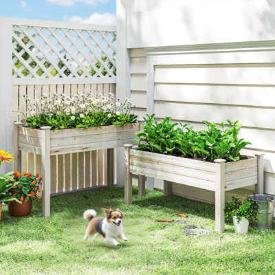 Jardinières surélevées à deux niveaux, bois aggloméré, lit de jardin surélevé rustique