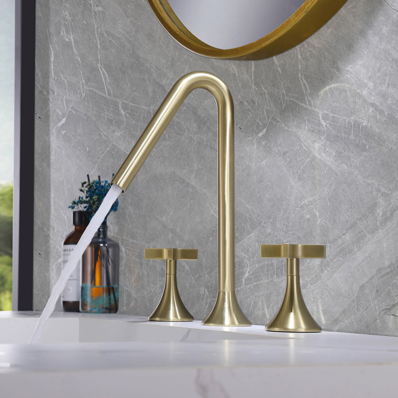 Robinet de salle de bain à large entraxe, Or brossé