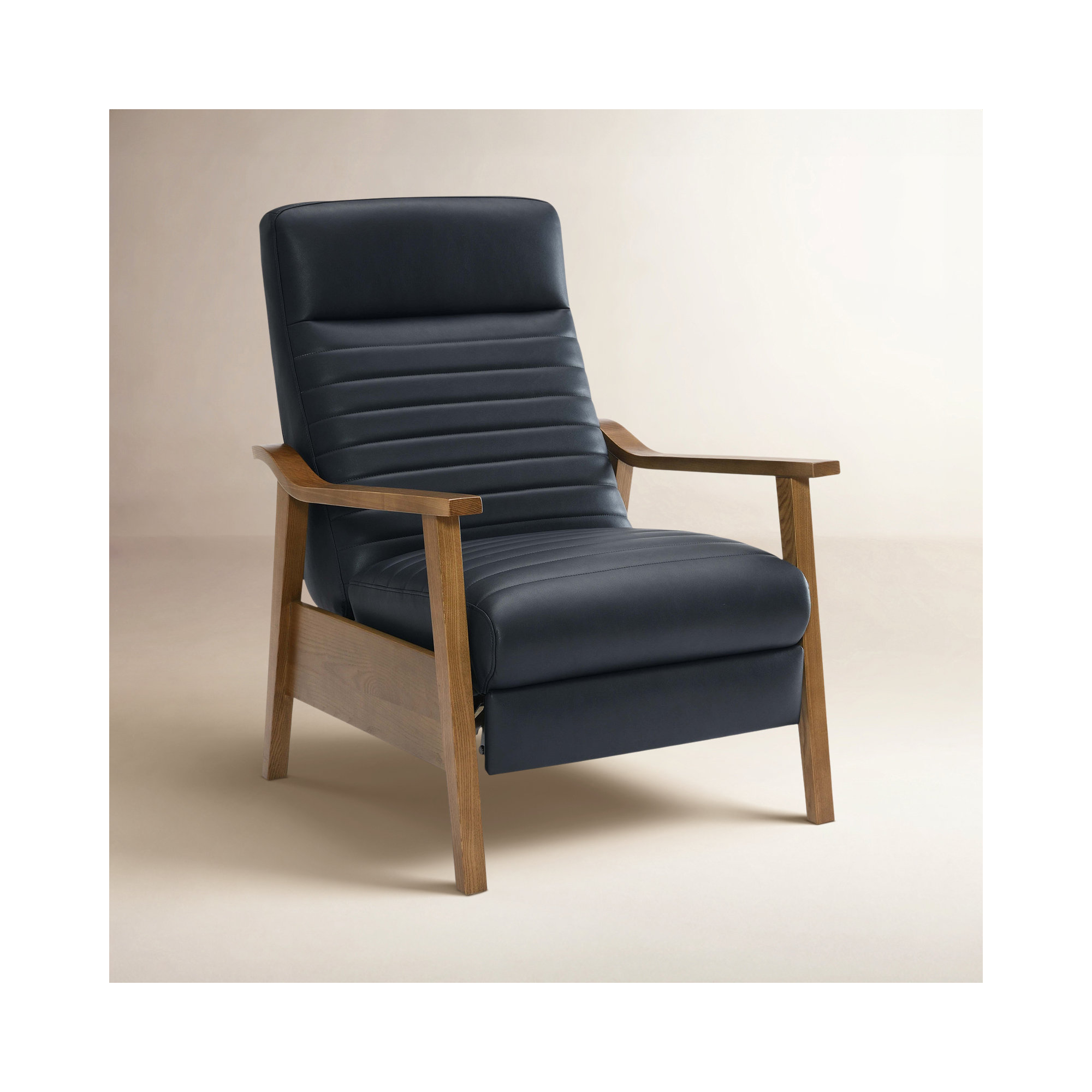Clary Vegan Recliner, Midnight Blue Faux Leather