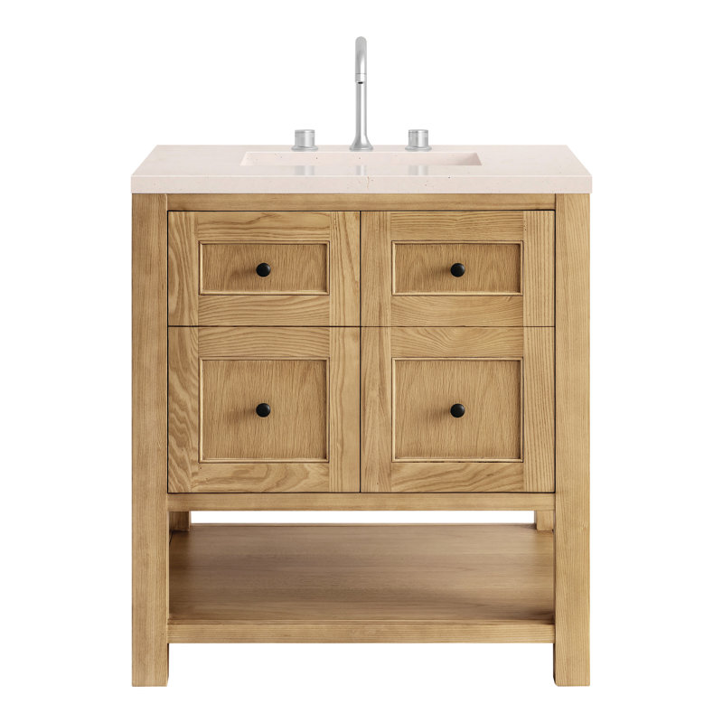 Breckenridge 30'' Single Bathroom Vanity with Top, Light Natural Oak, 8" Widespread, Parisien Bleu