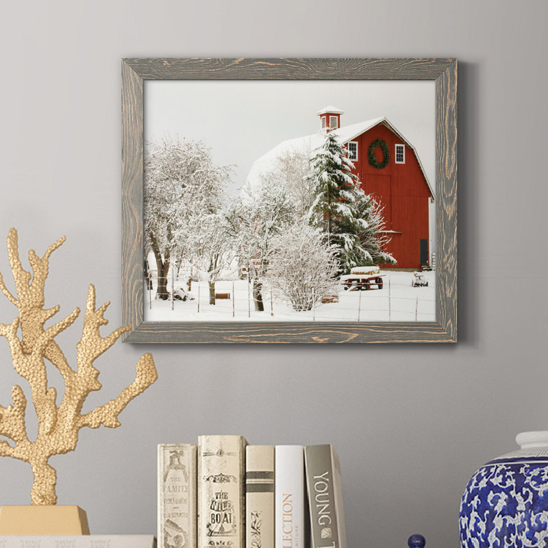 Festive Barn - cadre photo, reproduction d'art sur toile, H 24 po x l 18 po x P 1,5 po, Gris
