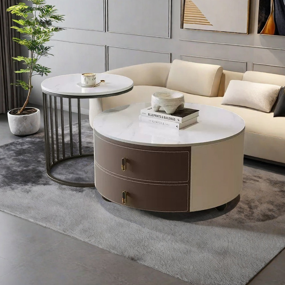 Trentastic Trails Simple Style Round Rock Panel Coffee Table | Wayfair
