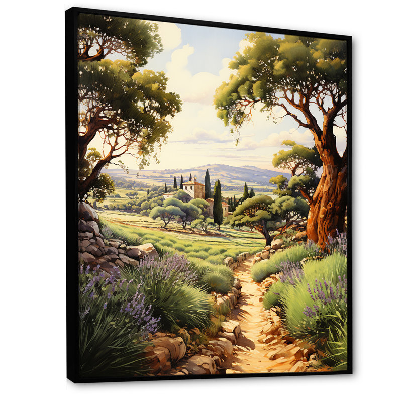 Sentiers Provençaux en France - Reproduction, Cadre flottant noir, H 40 po x l 30 po x P 1,5 po