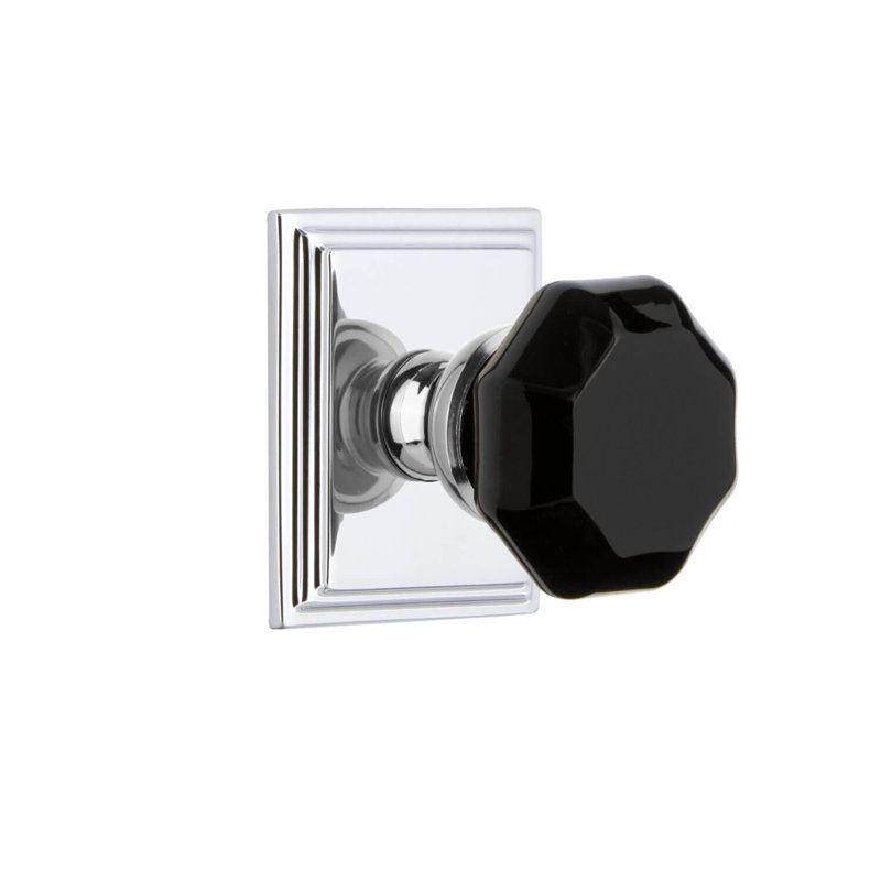 Rosette Grandeur Carré avec bouton Lyon, Chrome brillant, 2.75"