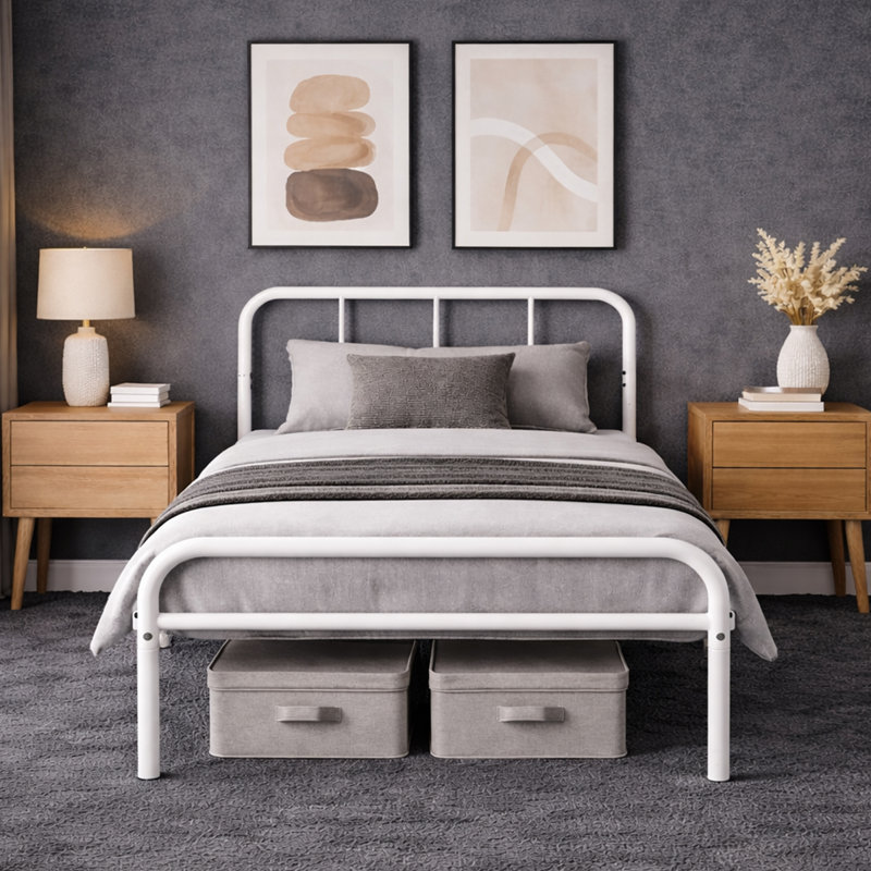 Charlesworth Metal Bed, Single (3'), White
