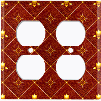 Metal Light Switch Plate Outlet Cover (Red Yellow Wallpaper Elegant Damask Trinket Pattern - Single Toggle)