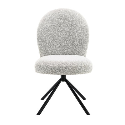 De 2 chaises d'appoint de salle à manger pivotantes Grey Boucle - revêtement texturé doux, coussins rembourrés de mousse, structure en métal, pivotant à 180 degrés, 26 x 20 x 36, touche rembourrée de 42 lb, assise et dossier, base noire stable, moderne