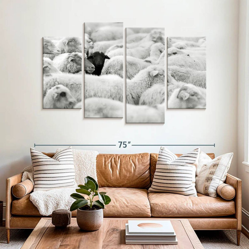 Distinct Black Sheep, 42" H x 68" W
