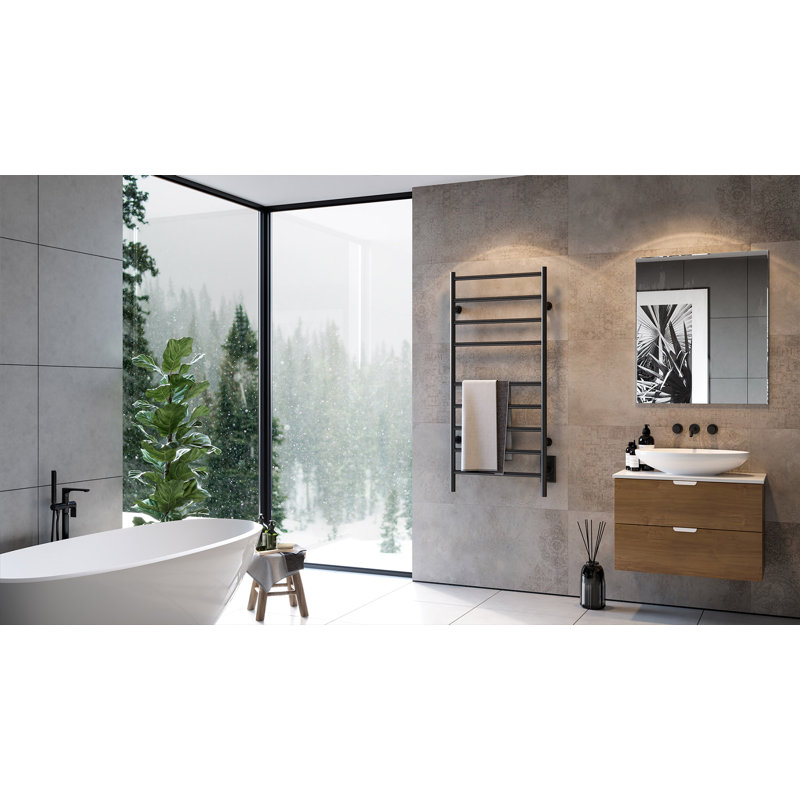 Chauffe-serviettes électrique mural 18 po x 40 po Kontour Linear - noir mat, à brancher , H 40 po x l 18 po x P 4 po