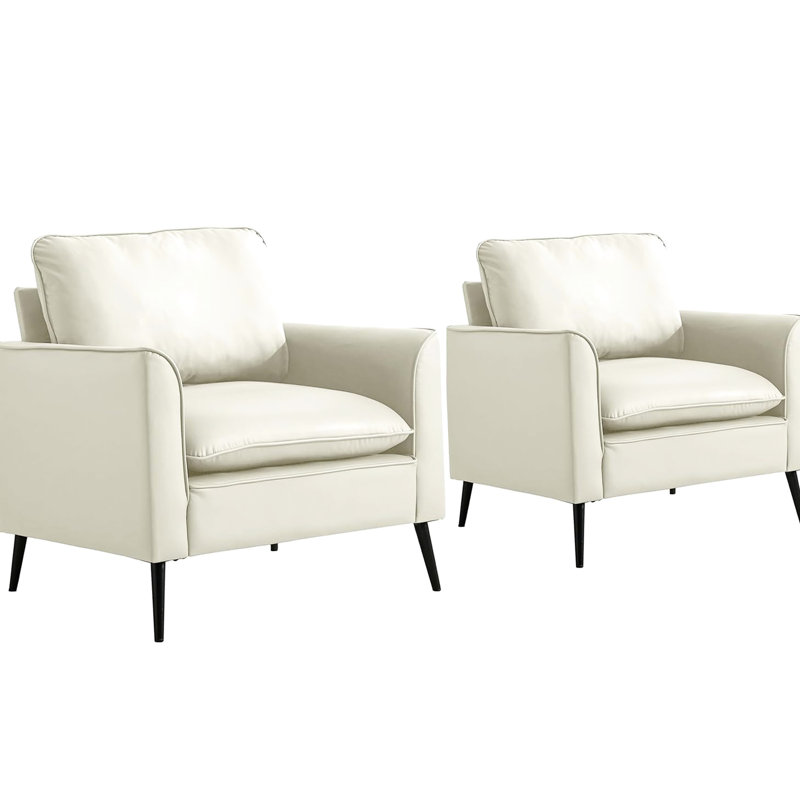 2 sièges blanc crème, fauteuil décontracté pour balcon, salon, chambre à coucher au design élégant, matériau respirant, partiellement assemblé avec trousse d'assemblage et confortable, tous les composants