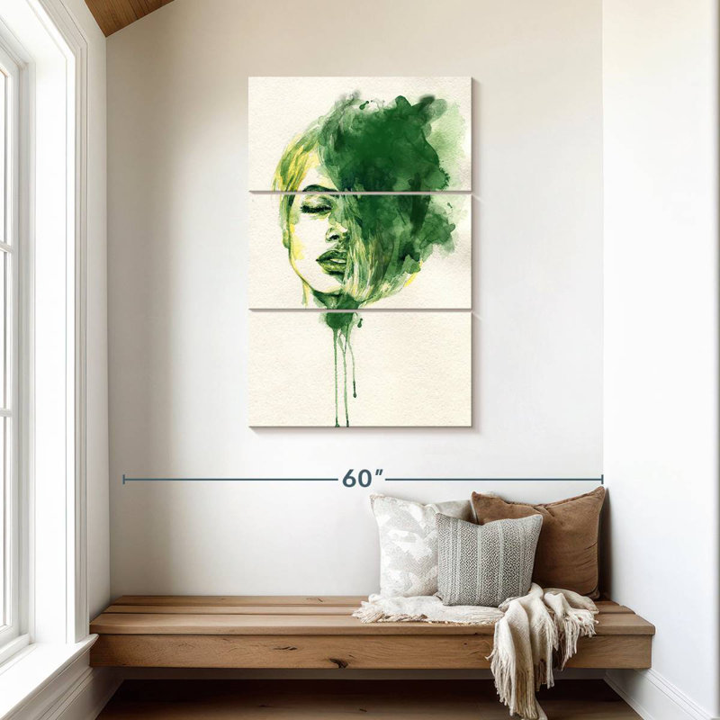 Leisha, portrait à l'aquarelle abstraite, H 45 po x l 28 po
