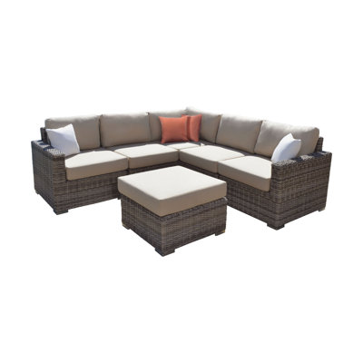 Azie 36 " W L-Shaped Patio Sectional with Cushions