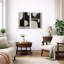 «Mid Century Shape» «Black Green Shape Abstract Art, Classy Minimal Contemporary Neutral Wall Impressions, impression sur toile encadrée, 2 pièces, art mural 16 x 24 x 2, 24 x 36 x 2-92285503-92285500