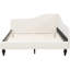 Lit de jour en lin beige avec pieds en bois massif - en forme de L pour une chambre à coucher élégante en matériau doux-303051455-303051452
