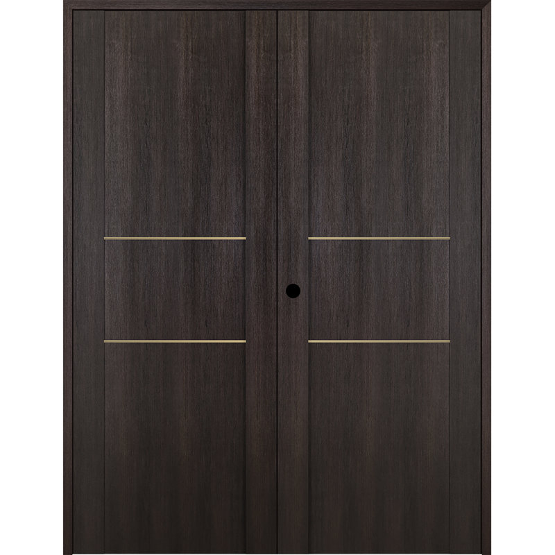 Portes françaises Avon 01 2H Golden Strips, 63,5 po x 79,37 po, Droite, Chêne Veralinga