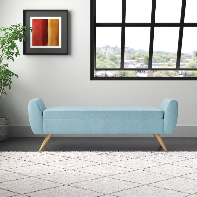 Amsi Upholstered Storage Bench, French Blue