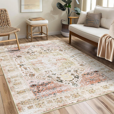 8 x 10 tapis pour le salon Tapis lavable Tapis Boho Tapis antidérapant doux pour la chambre à coucher Tapis d'intérieur à poils courts pliable Tapis oriental délavé pour chambre d'enfant Bureau de salle à manger