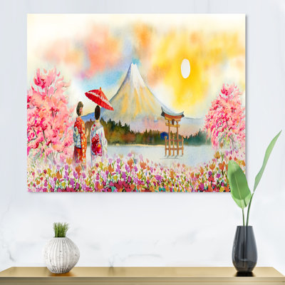 Célèbre points de repère du Japon - reproduction sur toile avec cadre flottant