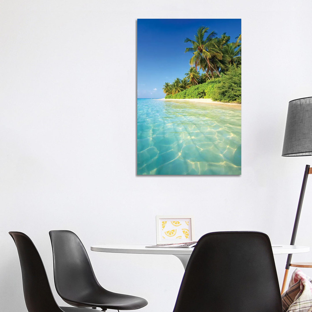 Tropical Beach In The Maldives - Wrapped Canvas Print