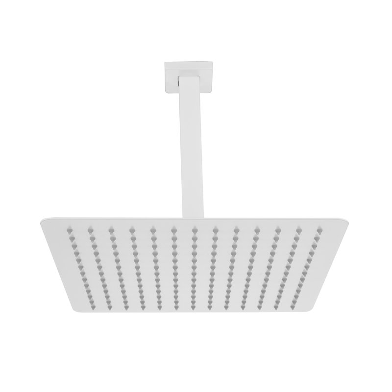 Stainless Steel Water Saving Shower Head - High , Self-Cleaning, Bathroom, 12X12 In, White Bathroom With And Feature