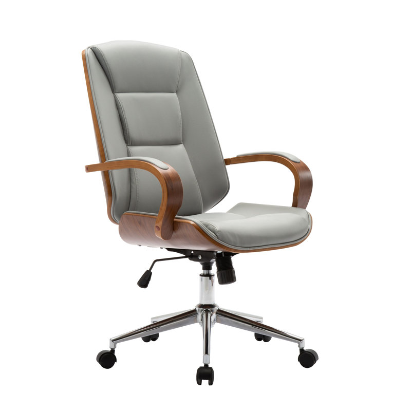 Alodie Faux Leather Mid-Century Executive Office Chair, Grey