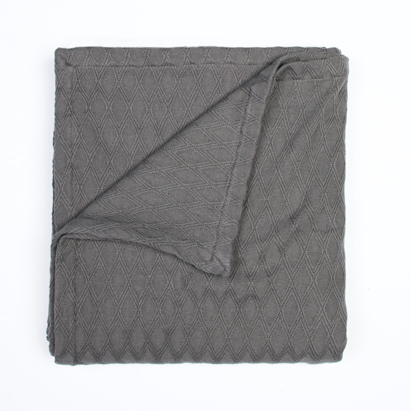 Couverture en mélange de coton eucalyptus, Gris foncé, Grand