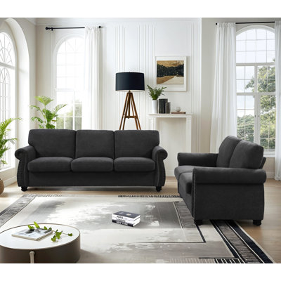 Upholstery rolled arm 2 pieces living room set by Charlton Home