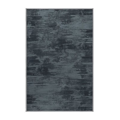 Machine Washable Abstract Gray Area Rug