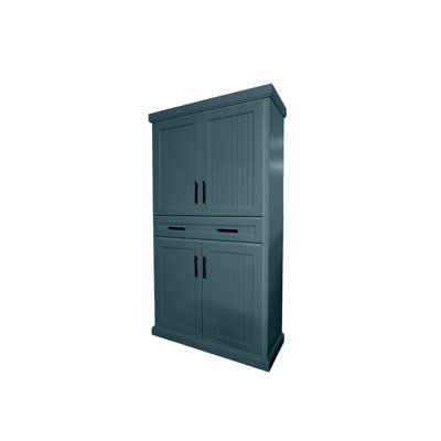Coastal Extra Wide Solid Wood kitchen Pantry with drawer