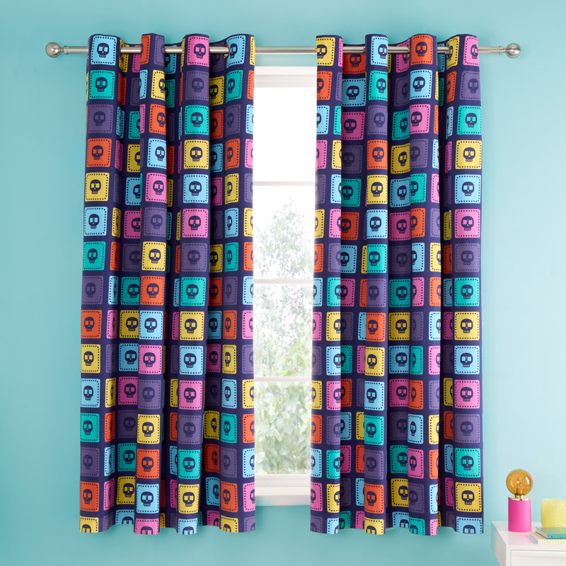 Sugar Skull Fiesta Reversible Eyelet Curtains