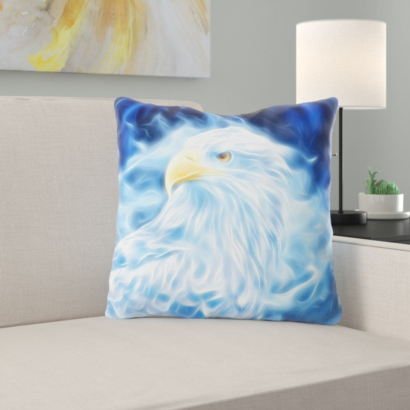 Coussin décoratif oiseau of proies Mccammon, Microsuède, Intérieur